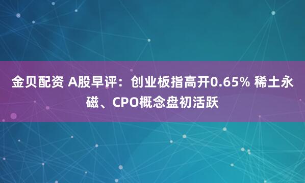 金贝配资 A股早评：创业板指高开0.65% 稀土永磁、CPO概念盘初活跃
