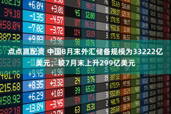 点点赢配资 中国8月末外汇储备规模为33222亿美元，较7月末上升299亿美元